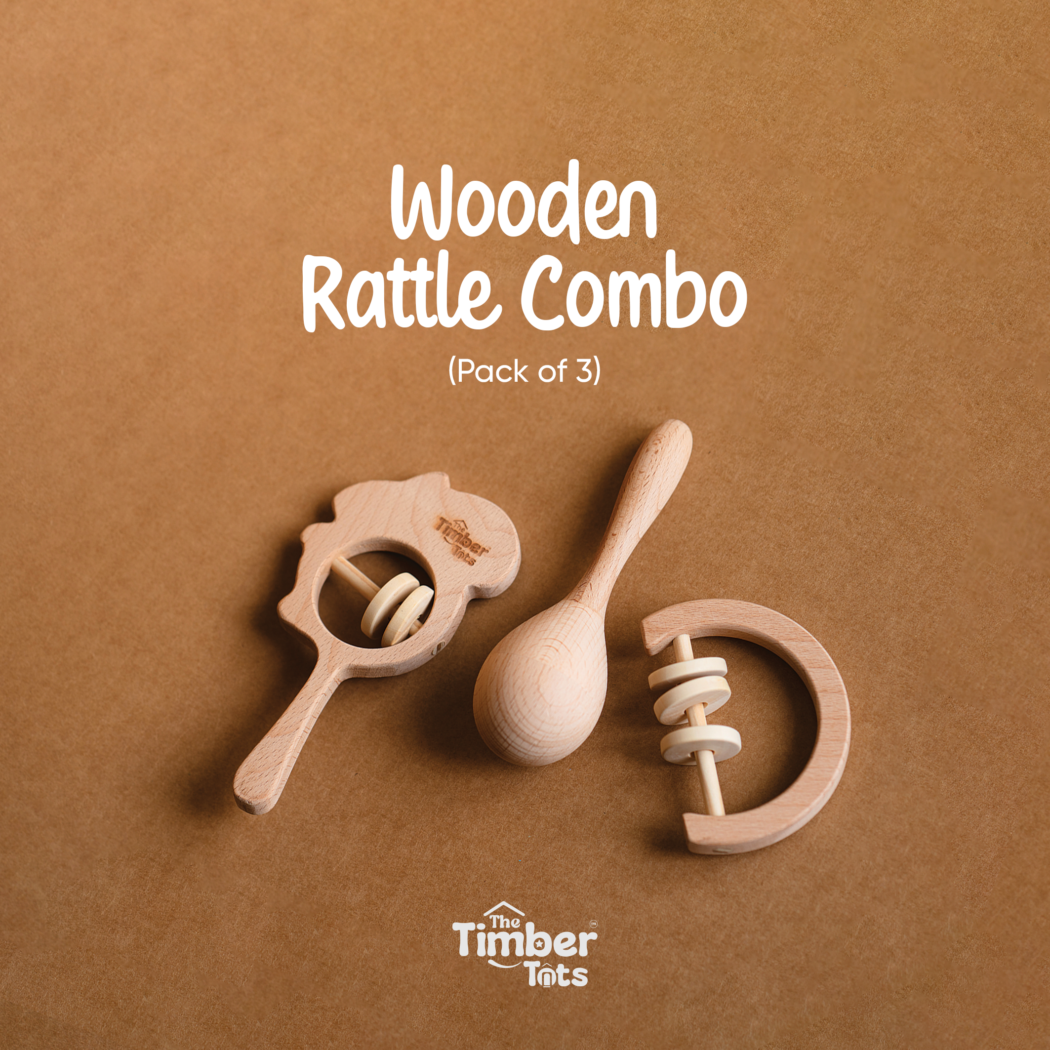Wooden Rattle - Combo (Set of 3)