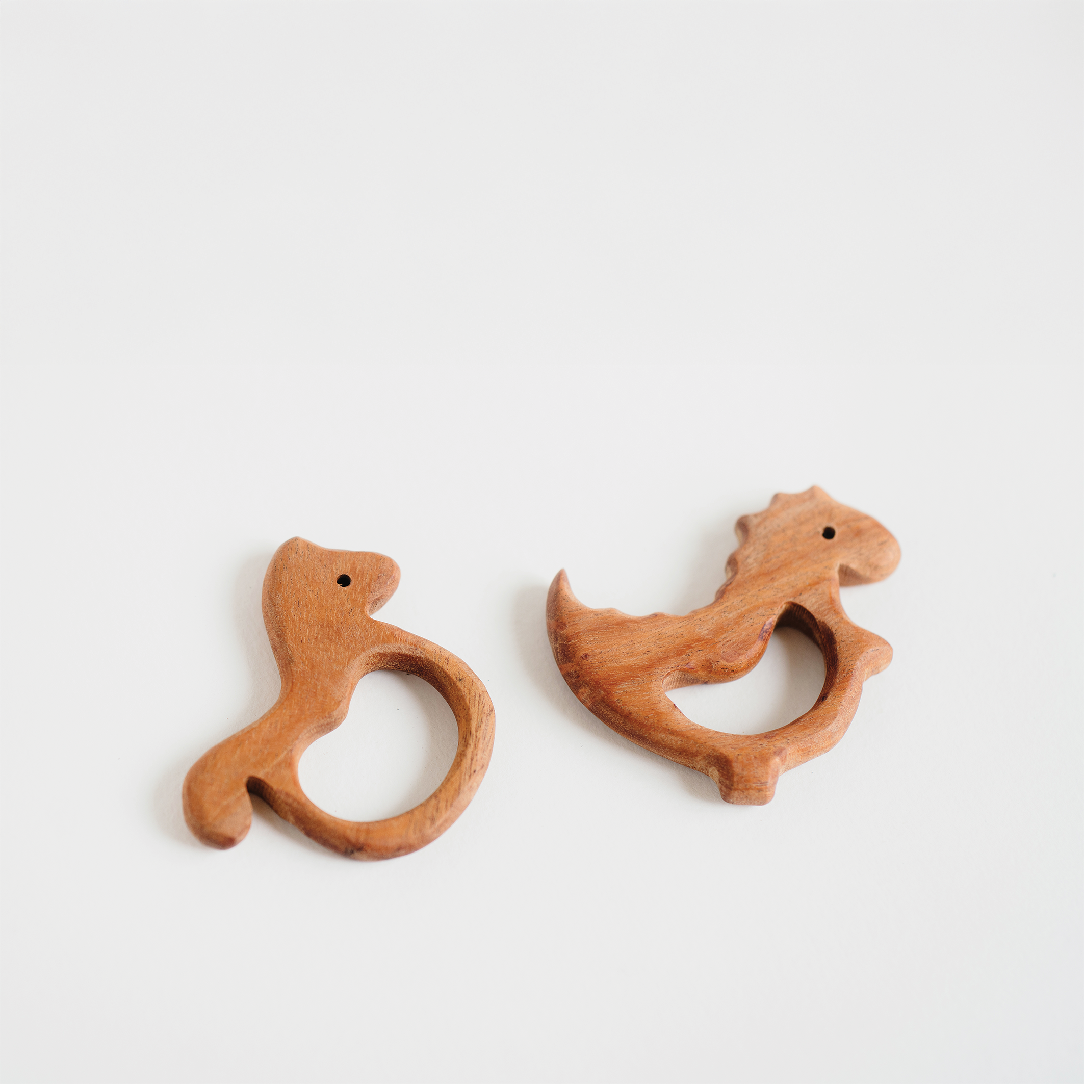 Dino & Seahorse Wooden Teethers-Pack of 2